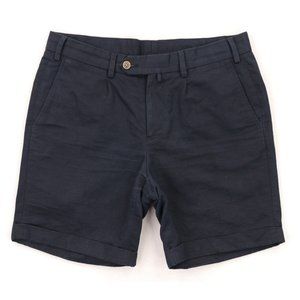 Suitsupply Shorts Men's sz 28 Navy Blue Bennington Linen Cotton Single Pleated